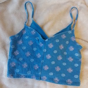 3 for 20 Hollister Blue Patterned Crop Top